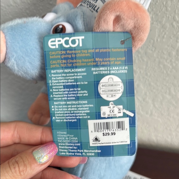 Disney Light Blue and Peach Ratatouille Plush Remy speaks English and French - Picture 8 of 8